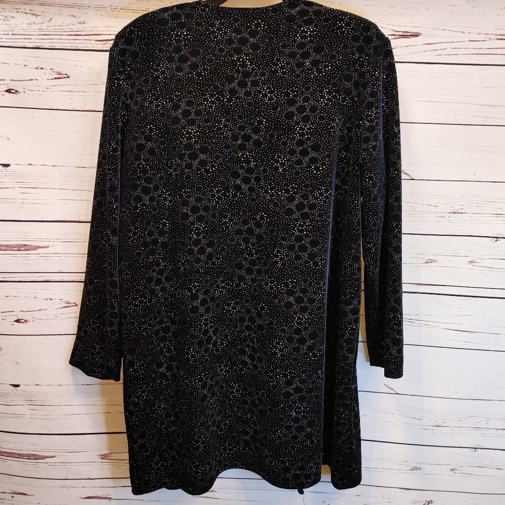 Onyx Nite Black Burnout Velvet Open Front Cardigan Size 8 Evening Wear - Picture 8 of 13